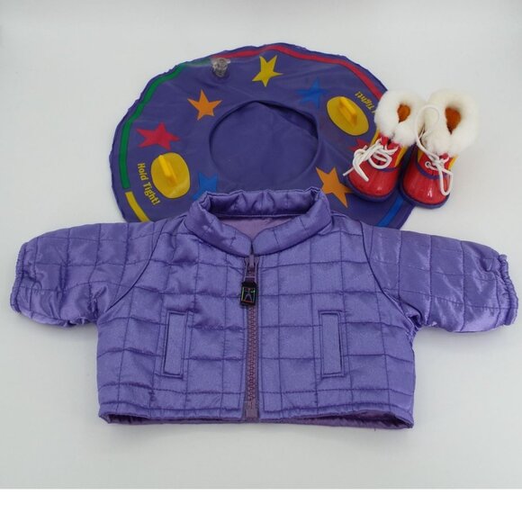 American Girl Terrific Tubing Sledding Outfit with Purple Puffer and Boots - Picture 1 of 12